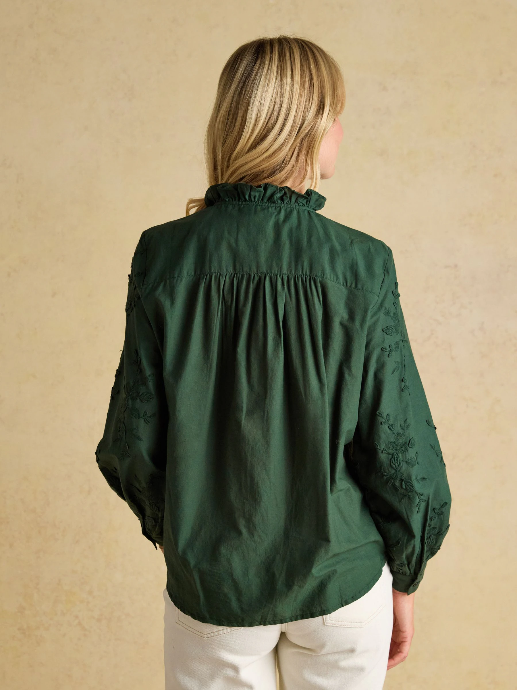 Joules Melanie Embroidered Ruffle Blouse