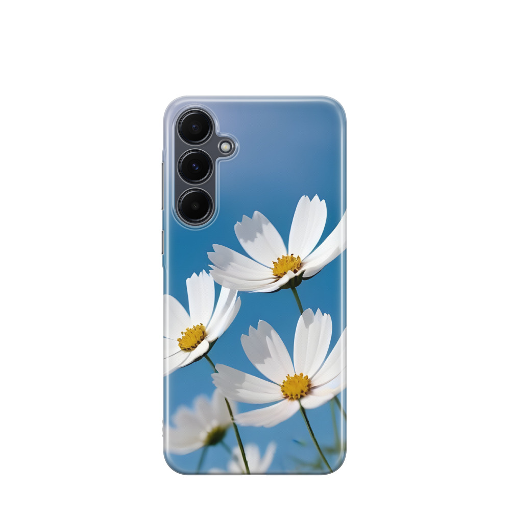 Samsung Galaxy A55 Gummi Hülle Himmelsblüten - Blau