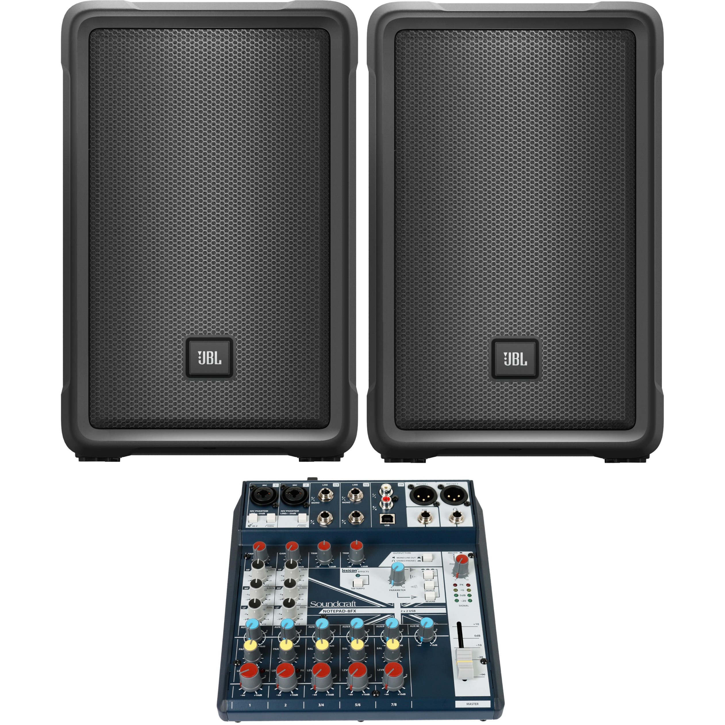 JBL IRX 108BT + Soundcraft Notepad-8FX bundel