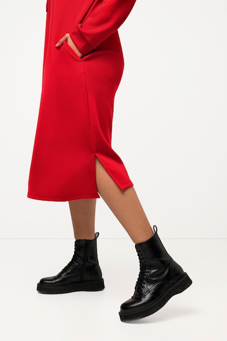 Sweat-Midikleid, Stehkragen, Langarm, Taschen, Modalmix
