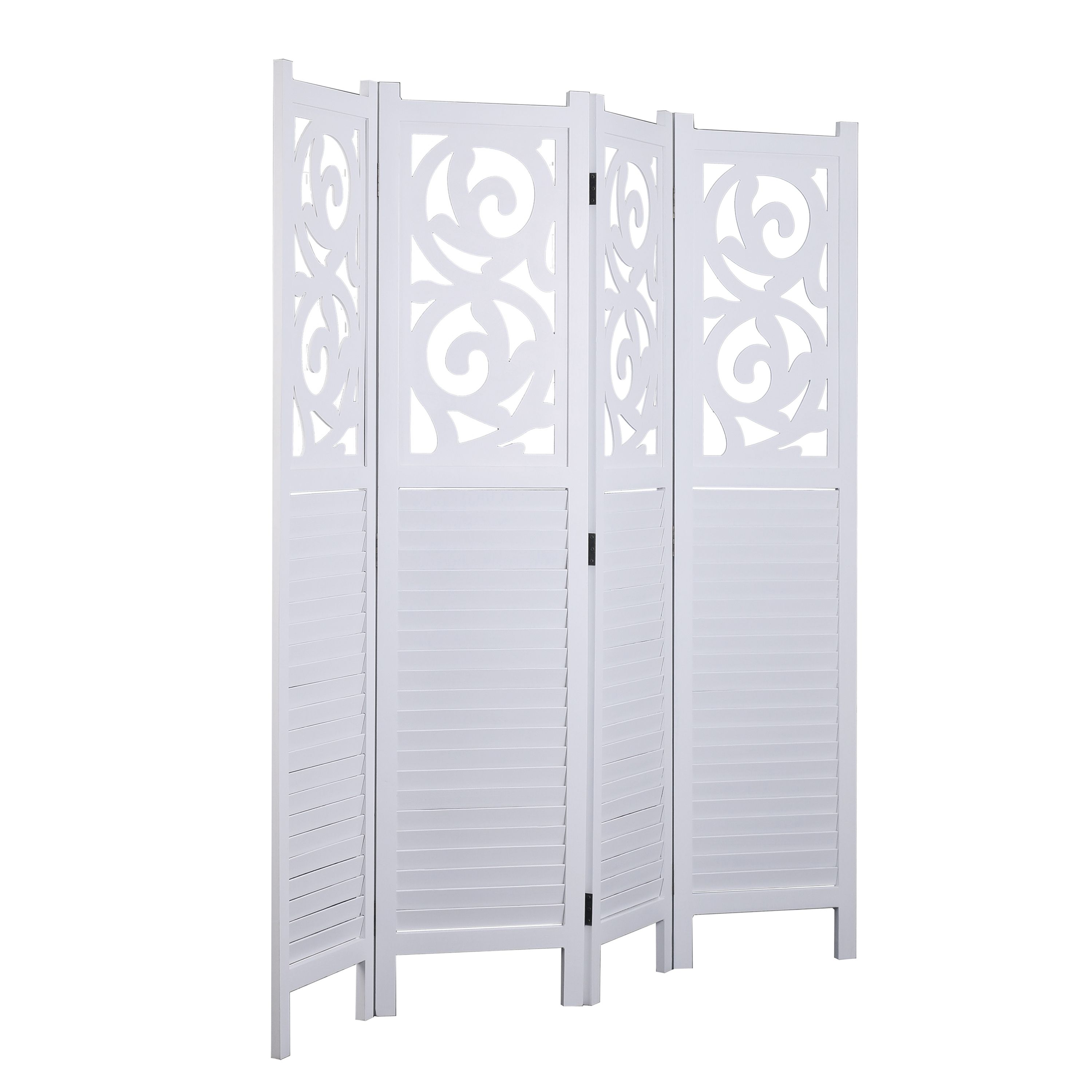 Paravent Ornamente 160 x 170 cm weiss