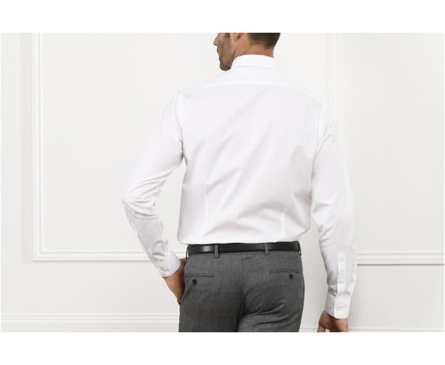 Chemise blanche coton popeline - Col italien - LUDOVICO CLASSIC