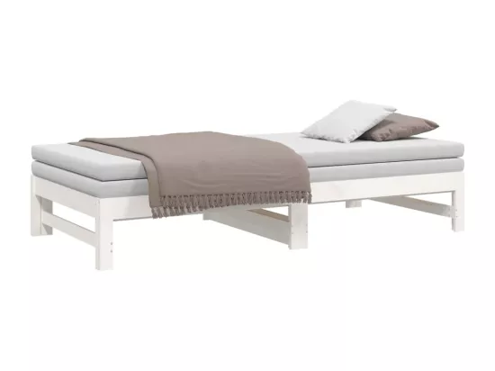 Lit coulissant Blanc 2x(75x190) cm Bois de pin massif