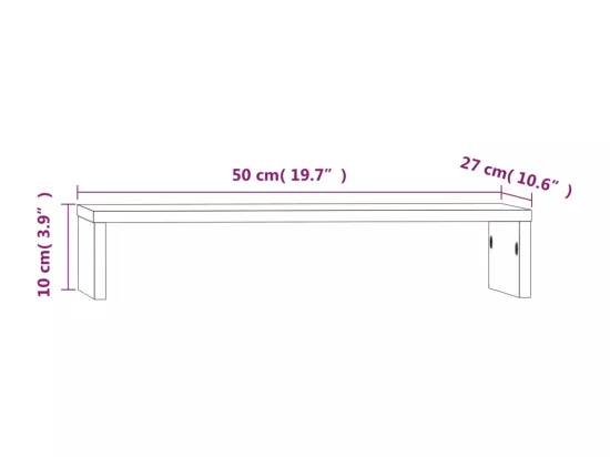 Support de moniteur Blanc 50x27x10 cm Bois de pin solide
