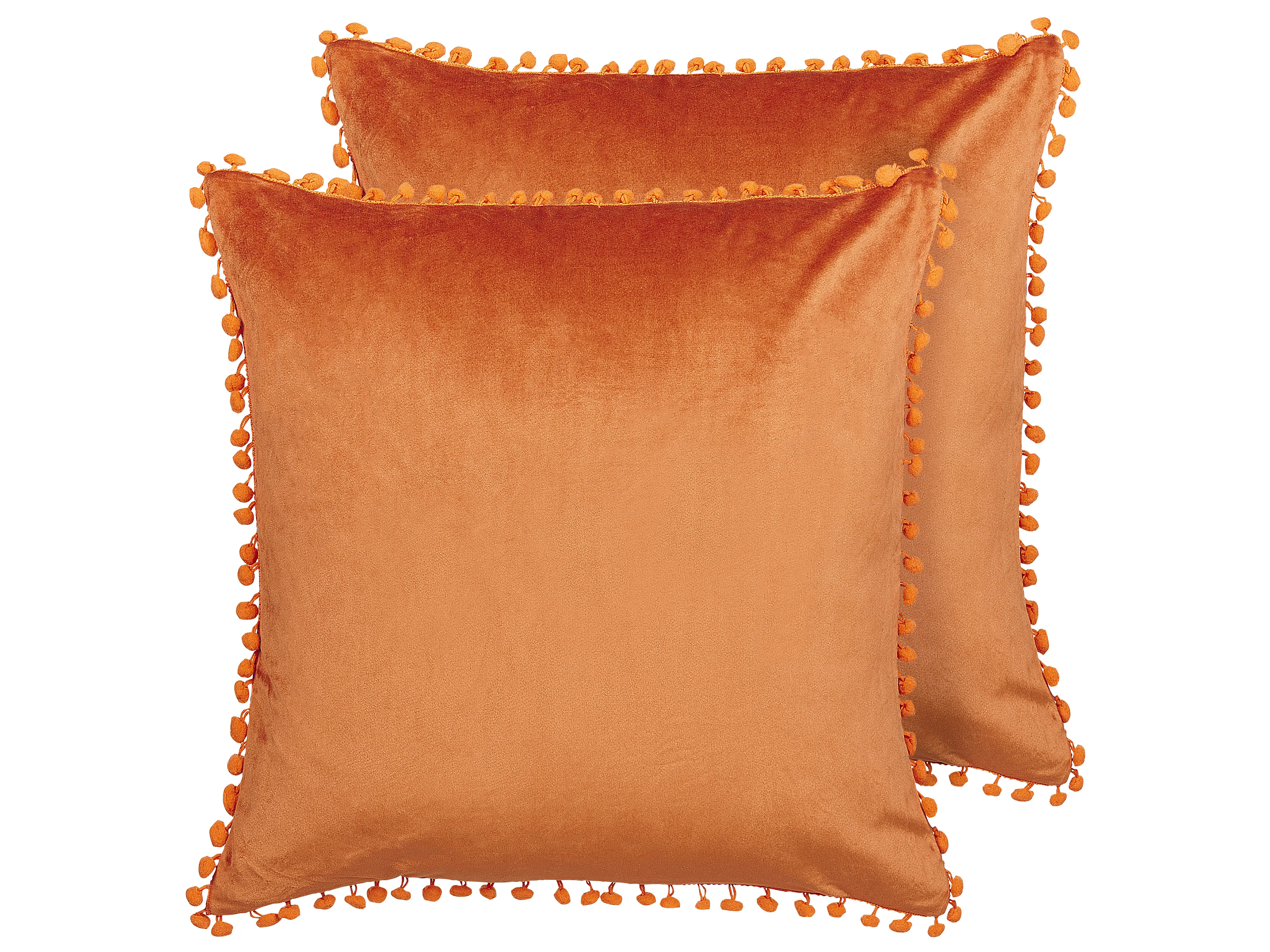 Set van 2 sierkussens AERANGIS Fluweel 45 x 45 cm Oranje effen