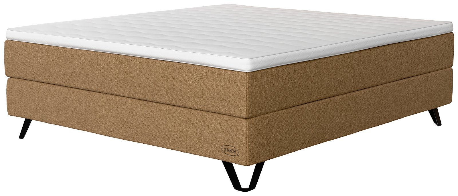 Carat Exact kontinentalseng 210x210 cm Tekstil 191 toffie, medium/fast, Exact, seamless, Optima overmadrass og Triangel matt sort 14 cm ben + støtteben, gavl selges separate