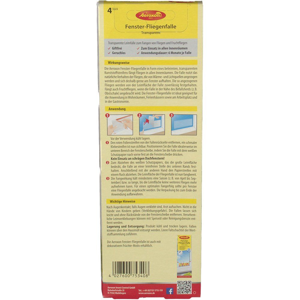 Aeroxon® Fenster-Fliegenfalle Transparent