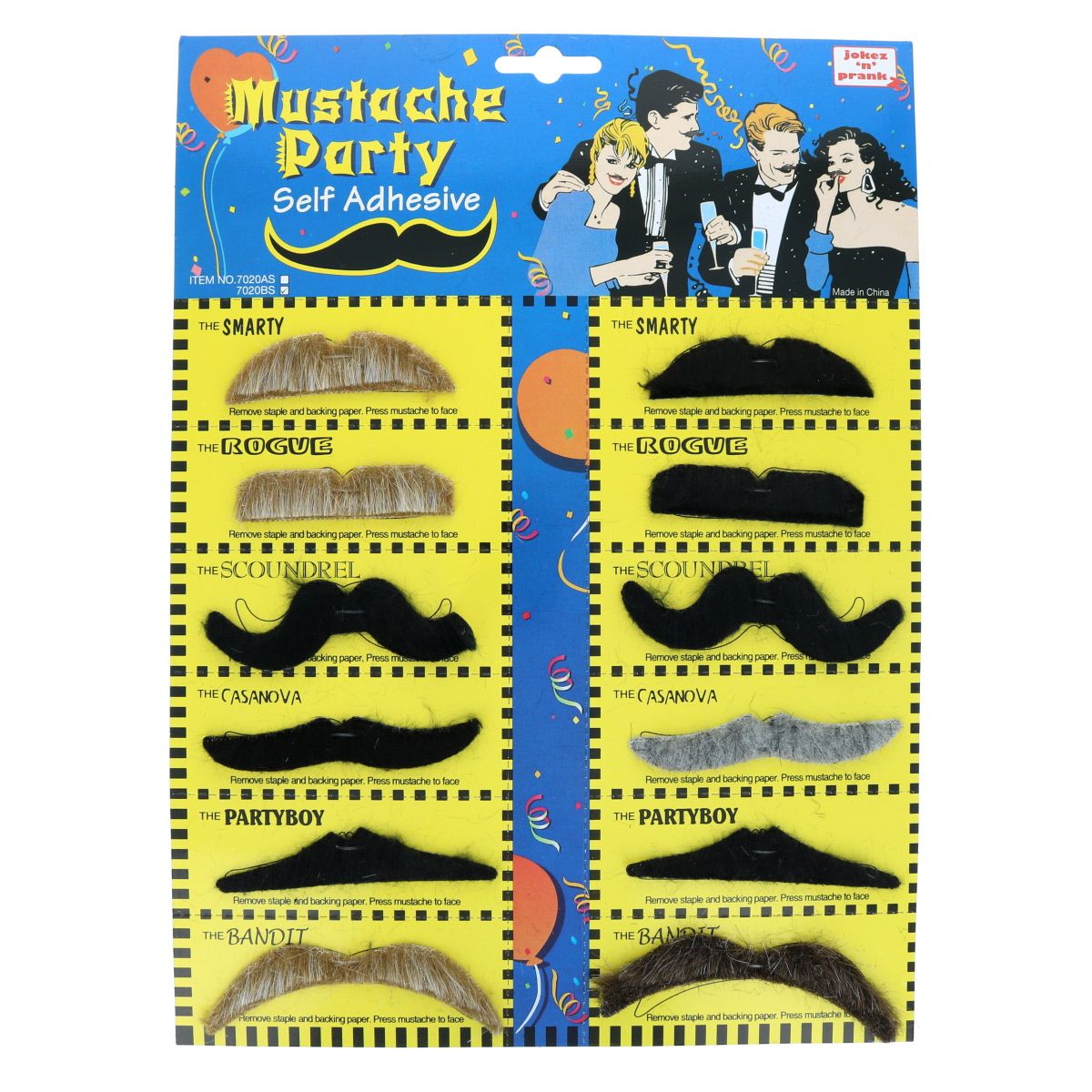 Lot de 12 moustaches Mercredi et Patati