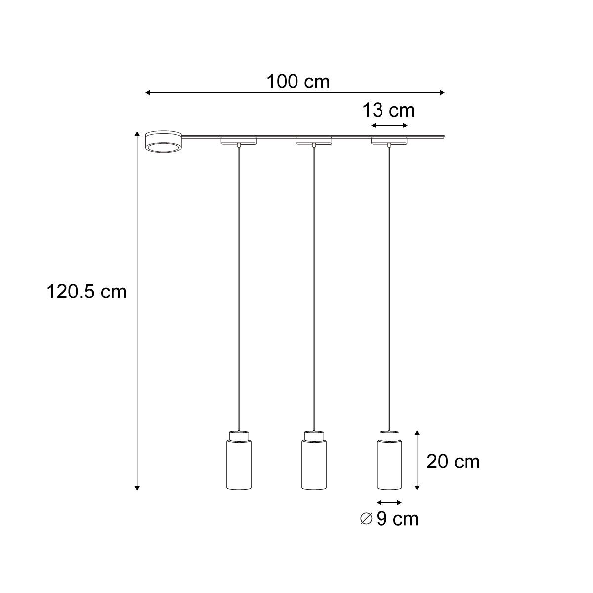 Modern railsysteem met 3 hanglampen zwart 1-fase - Magnetic Vance