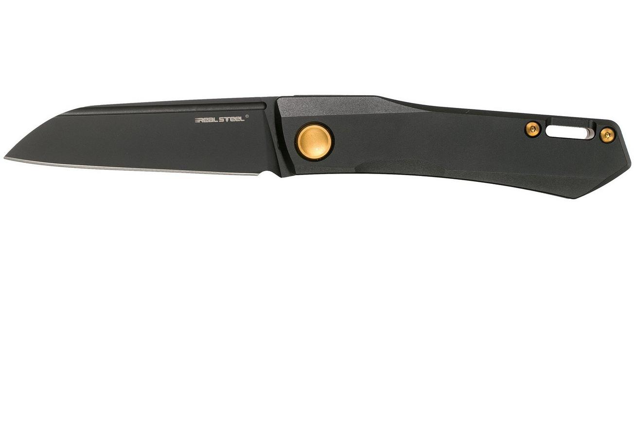 Real Steel Solis 7063G Black Titanium, Gold, slipjoint zakmes, Poltergeist design