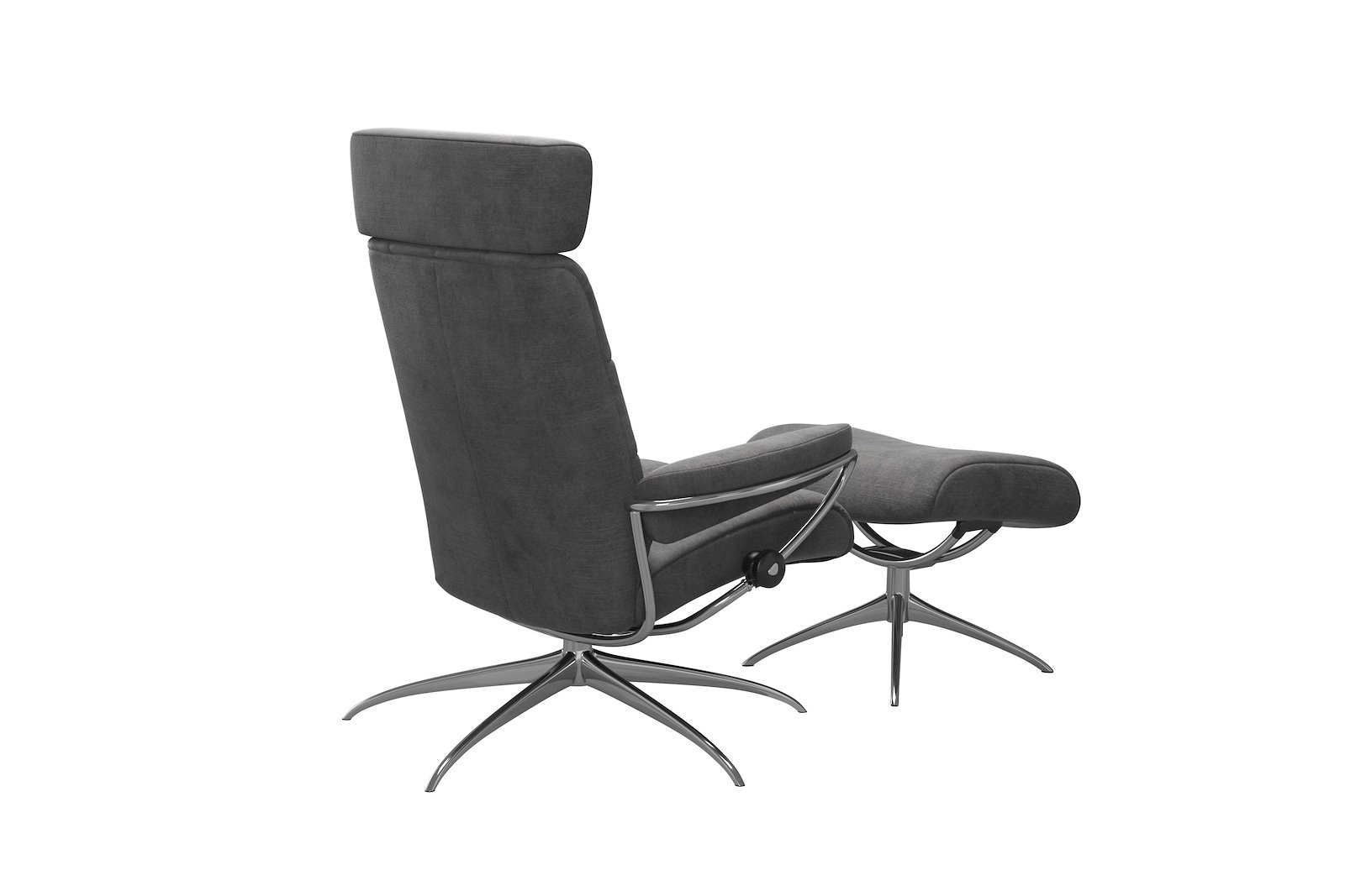 London lenestol m/krakk Tekstil Magnolia Light Grey - Star - Chrome