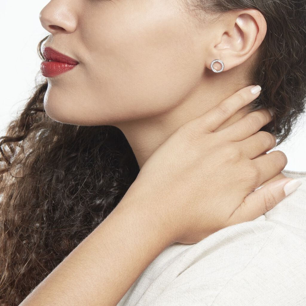 Boucles D'oreilles Puces Prisco Argent Blanc Oxyde De Zirconium