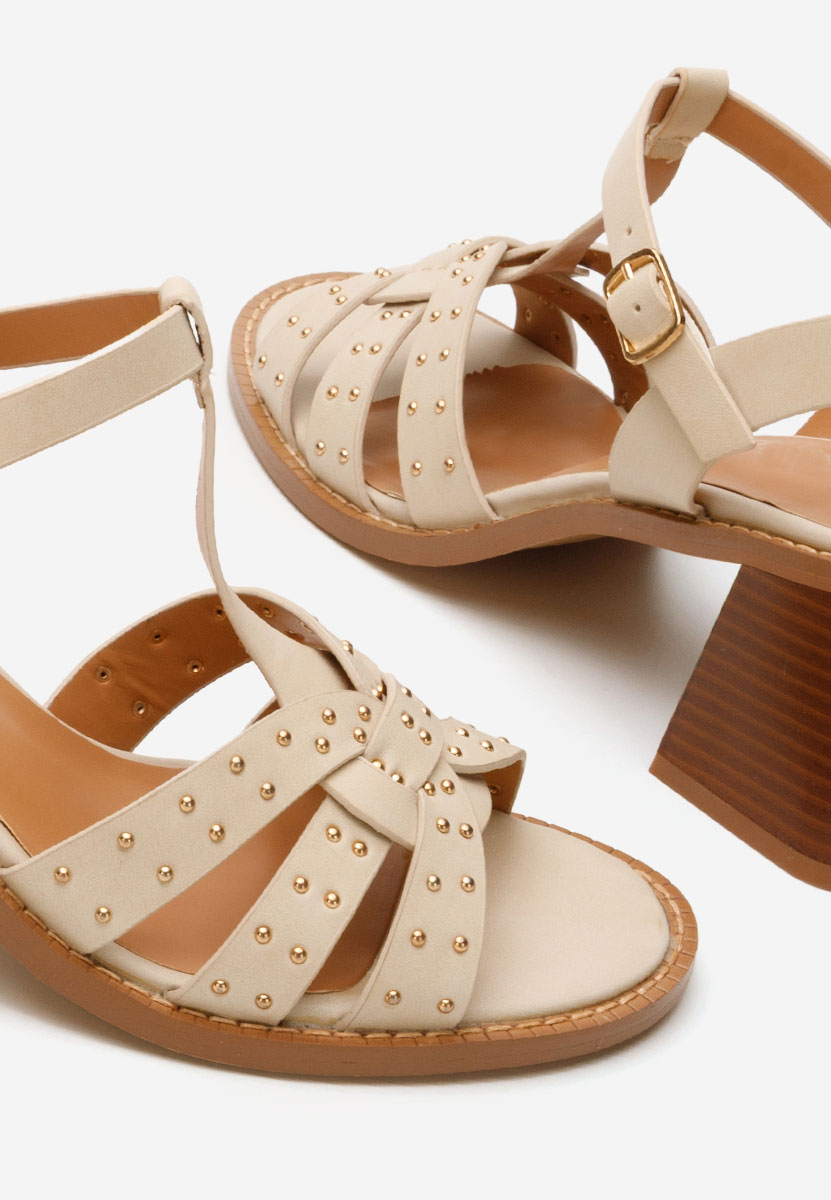 Sandales à talon épais beige Necole
