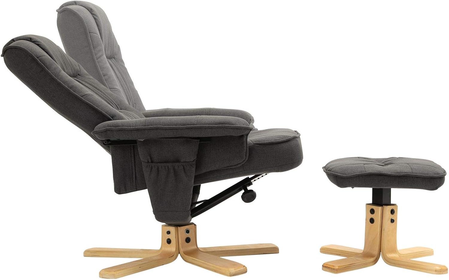IDIMEX Relaxsessel Charly mit Hocker drehbar neigungsverstellbar anthrazit [Max. Belastbarkeit 100 kg] für Wohnzimmer, TV-Sessel Fernsehsessel mit Liegefunktion Polstersessel und Hocker