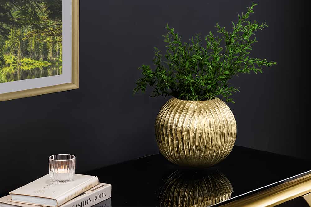 Moderne Vase ELEGANCE 25cm gold antik Hammerschlag Design