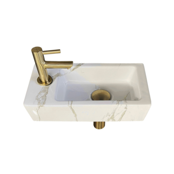 Marho fonteinset compleet links Ondine S mini wit   geborsteld messing