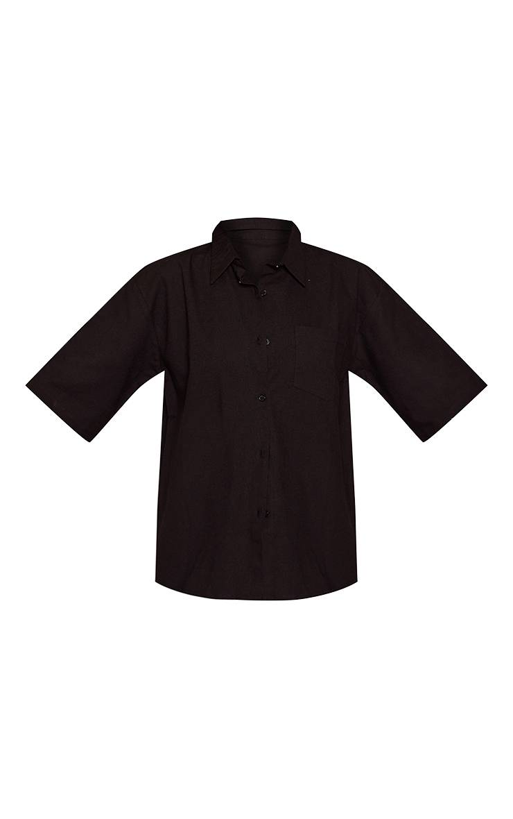 Noir Chemise Oversize Grande Taille Aspect Lin Co-ord