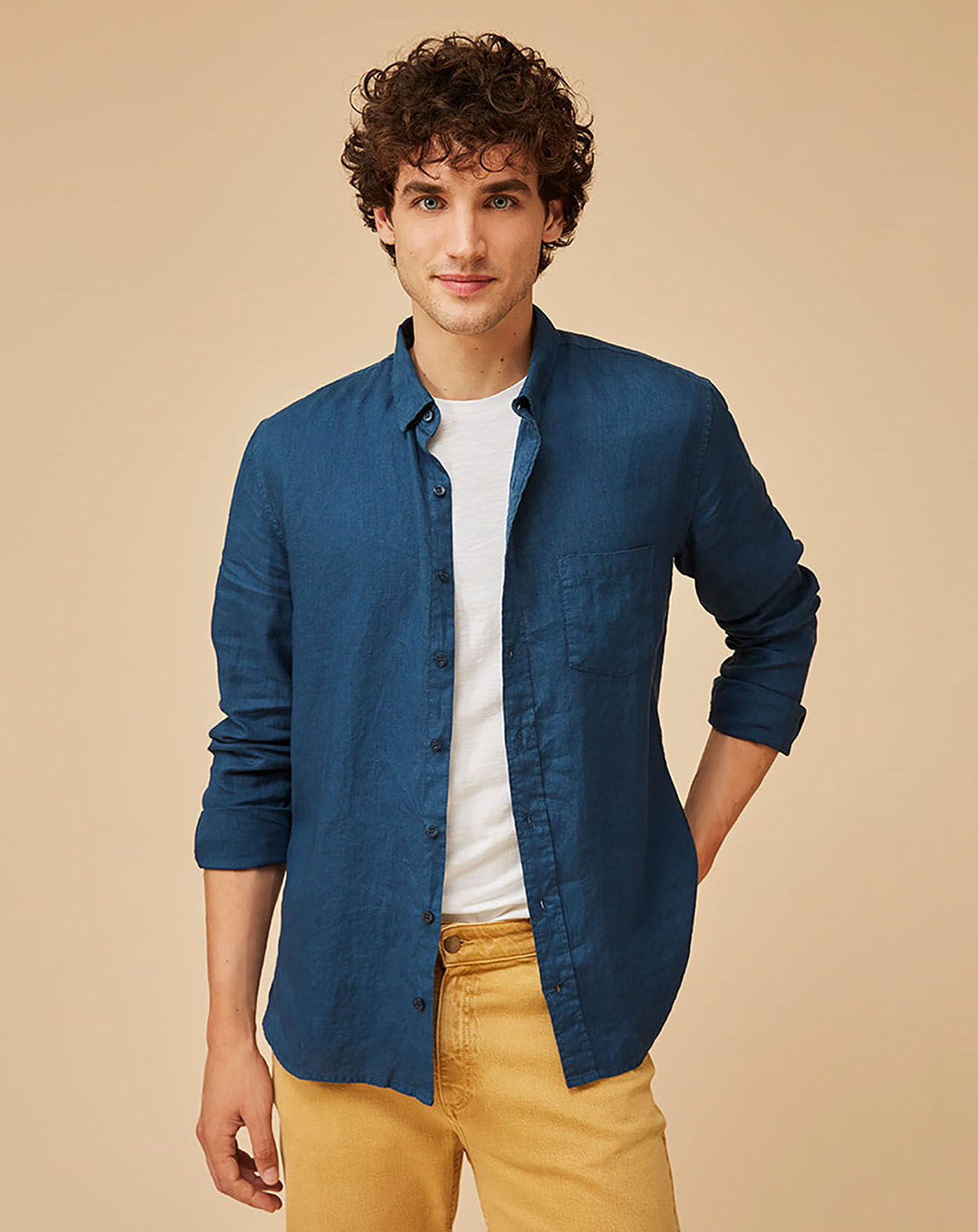 Harris Wilson Chemise Slim Fit 100% Lin Bernardin amiral