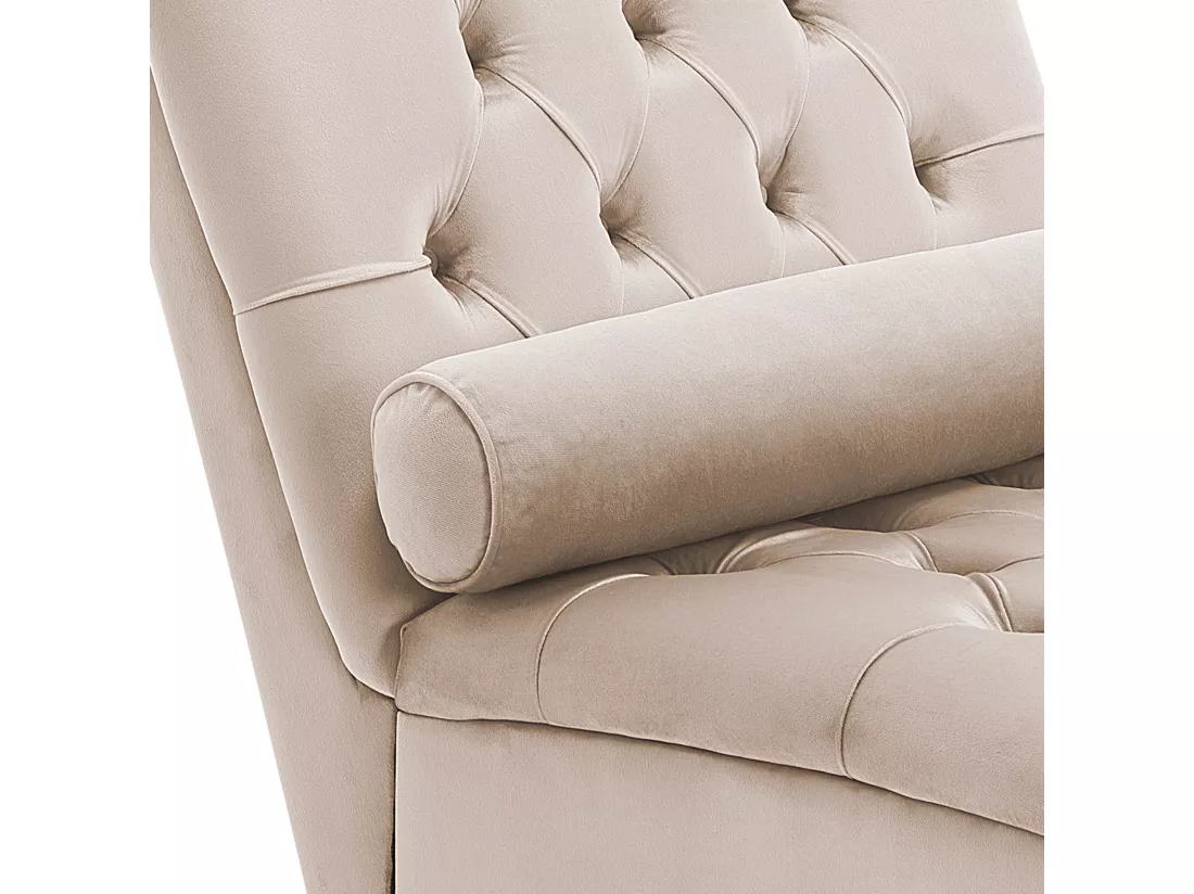 Chaise longue en velours beige MURET