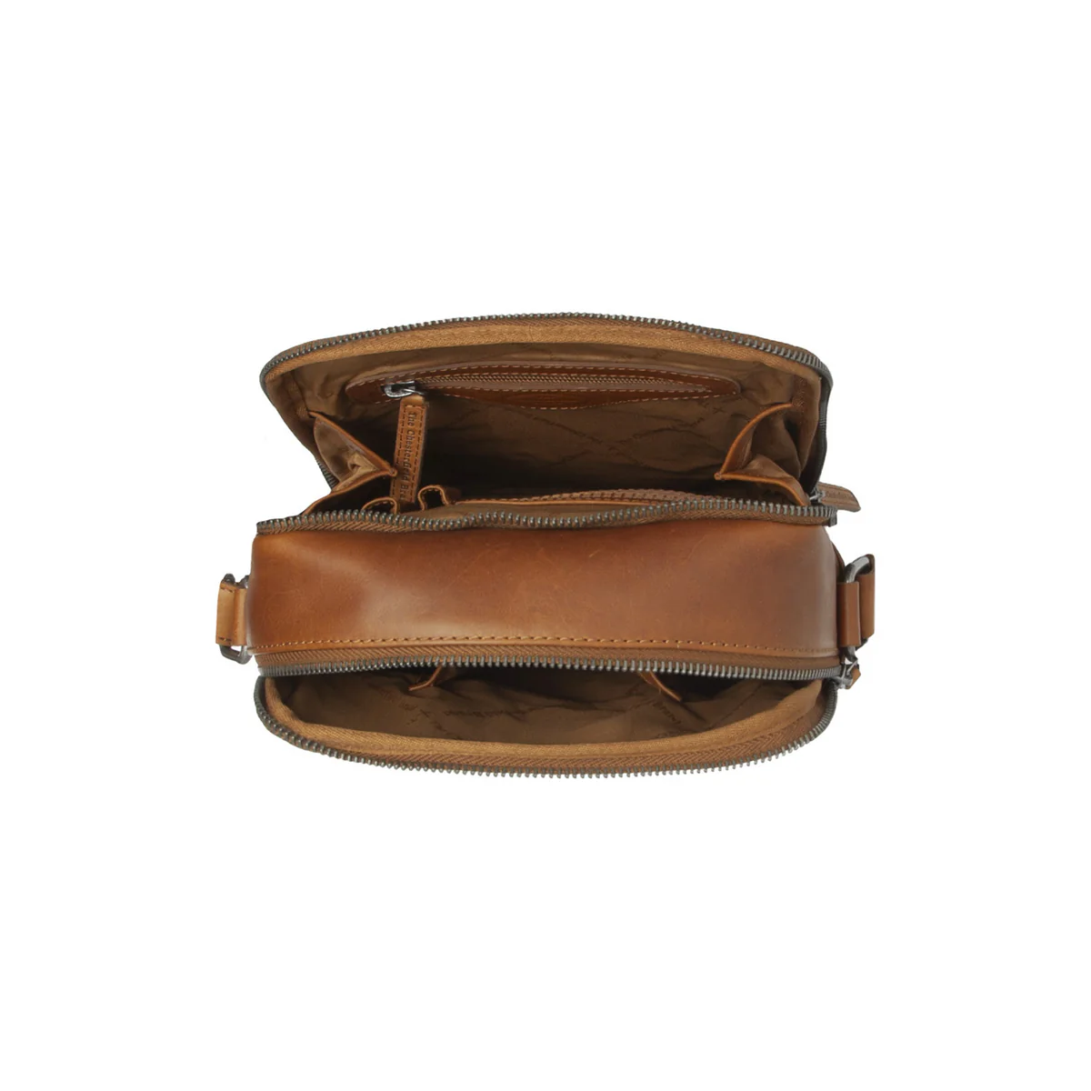 The Chesterfield Brand Nylon Wax Pull Up Arendal Schoudertas Steel Green