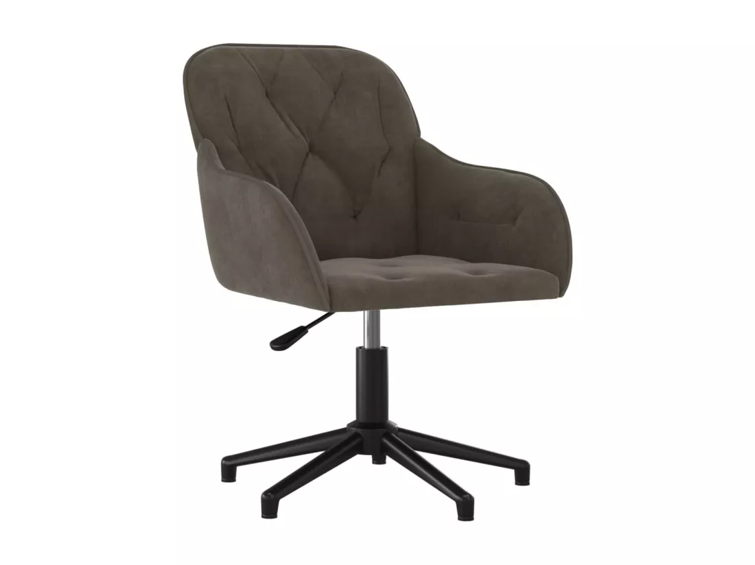Chaise pivotante de bureau Gris foncé Velours