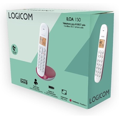 Téléphone sans fil Logicom DECT ILOA 150 SOLO framboise SANS REPONDEUR