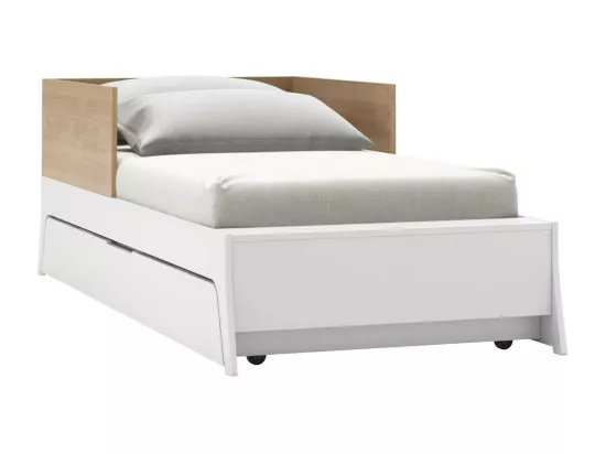Lit bébé combiné et évolutif 70x140 cm panneaux de fibres blanc et bois CHARLIE