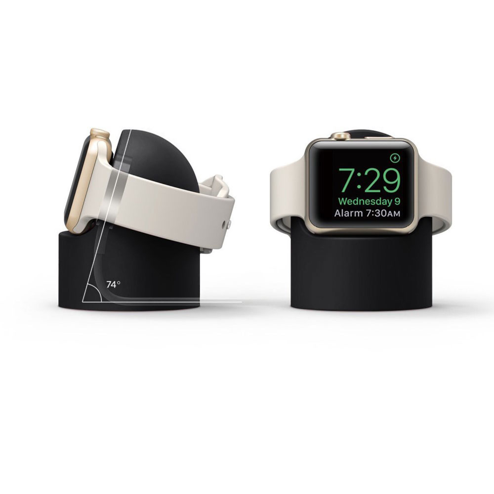 Apple Watch Silikon Uhren Halterung Aufbewahrungsstation mit Ladekabel-Management - Schwarz
