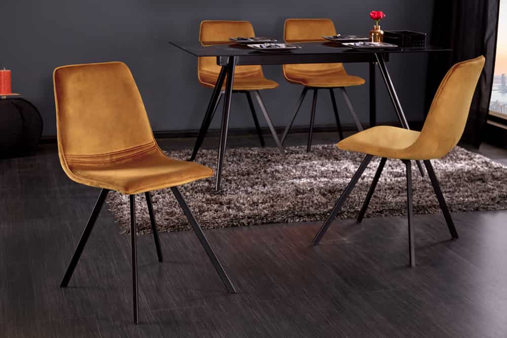 Retro Stuhl AMSTERDAM CHAIR senfgelb Samt Designklassiker
