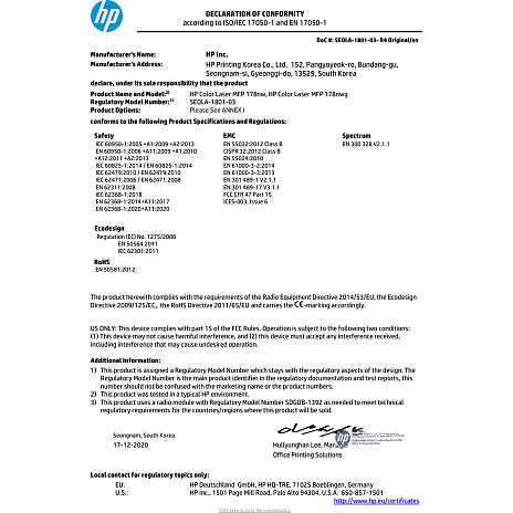 HP Color Laser printer MFP 178nw