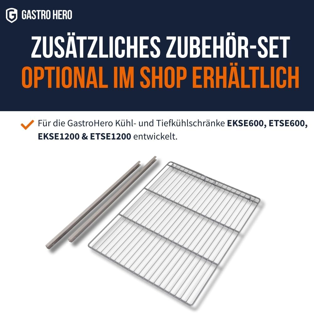 Tiefkühlschrank ECO 600 | 600 L Kühlraumvolumen | GN 2/1 kompatibel | Gefrierschrank groß | Edelstahl | Gastronomiebedarf | Türanschlag wechselbar | Energieeffizient