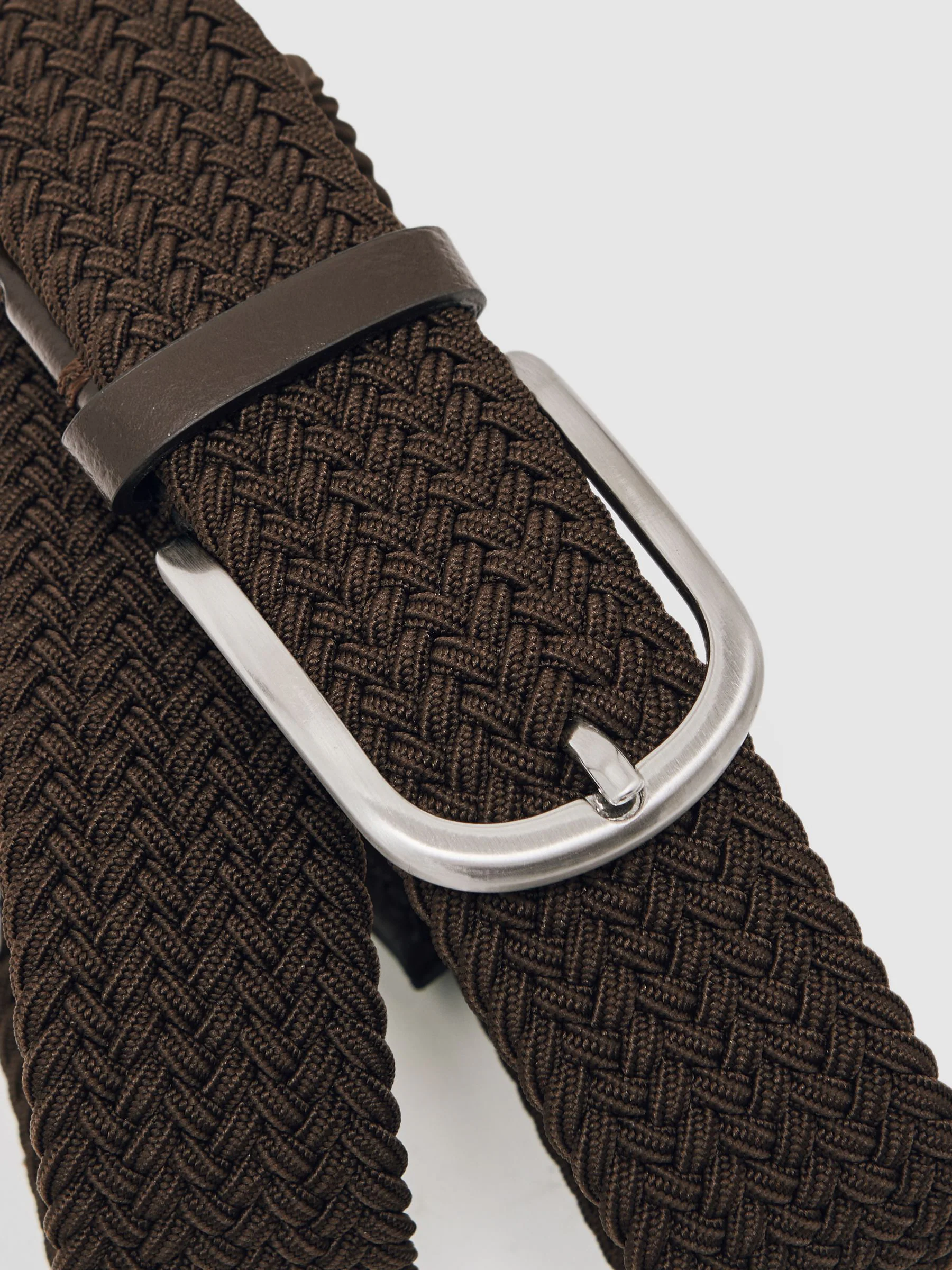 Donkerbruin - Reiss Elmont Basket Weave Belt