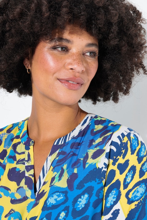 Midikleid, Animalmix-Print, Langarm