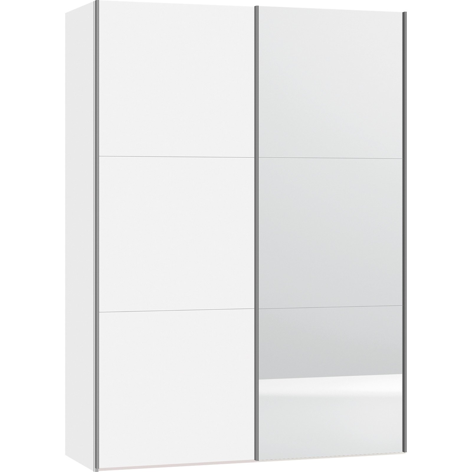 Schwebetürenschrank Schweizer 102 weiss, mit Spiegel 304 cm