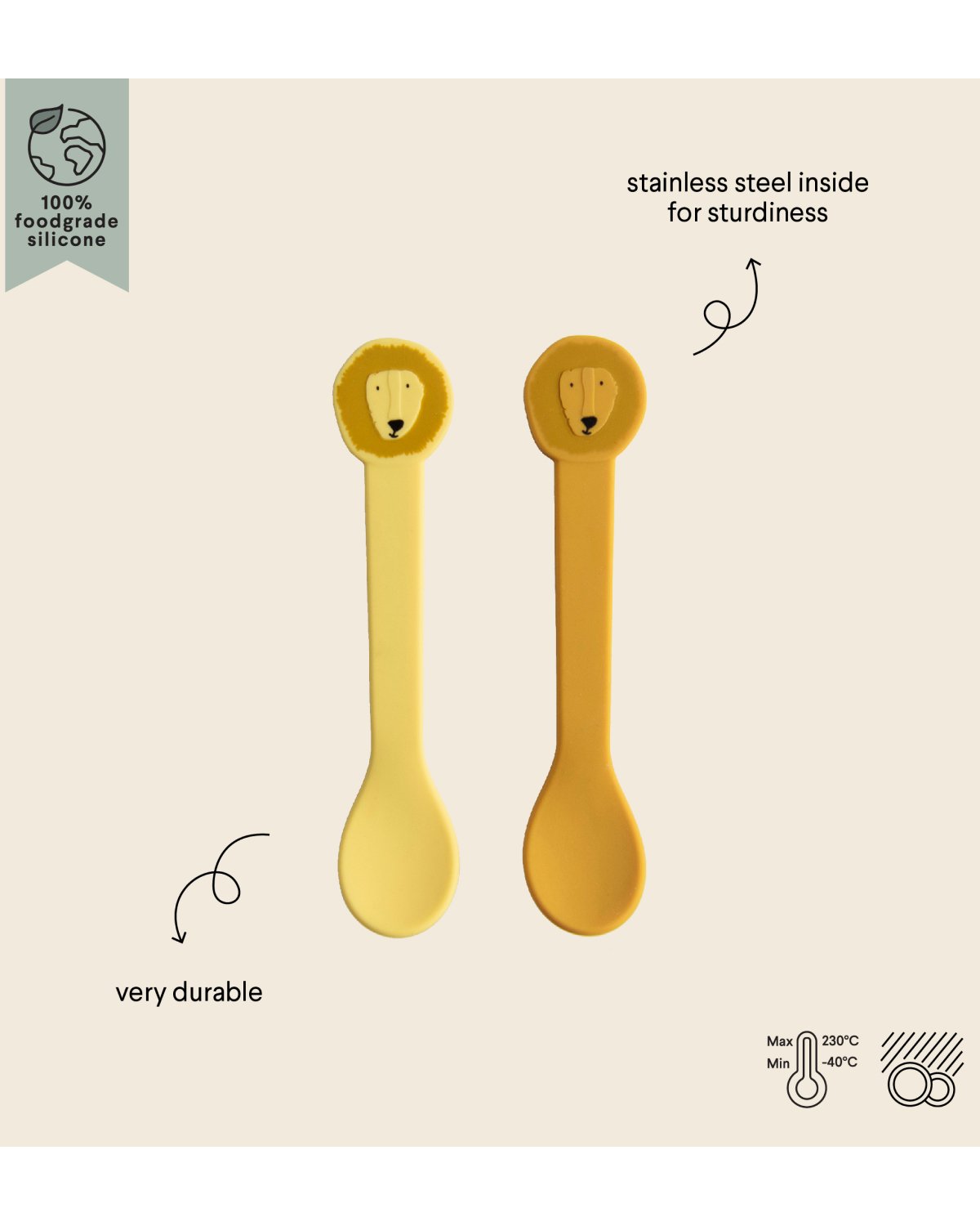 Babyskje 2pk – 100% Silikon & Rustfritt Stål