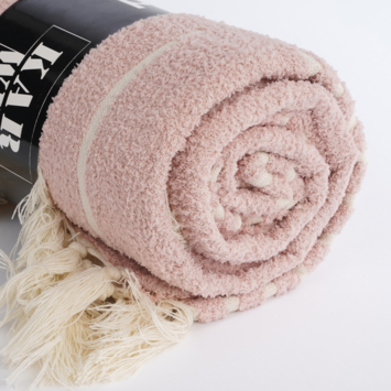 Plaid streep l.roze - l180xb130cm