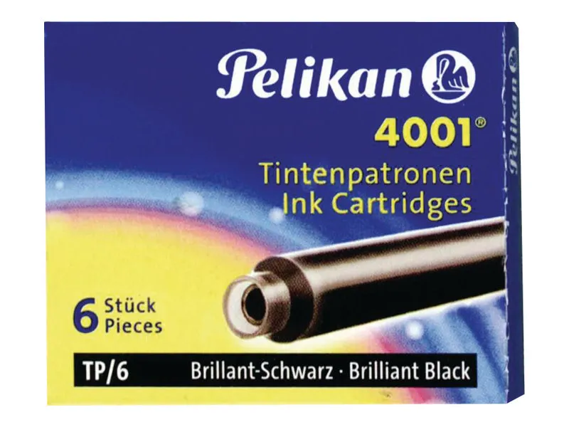 Pelikan 4001 TP/6 - Blækpatron - strålende sort - 0.8 ml - pakke med 6 (short)