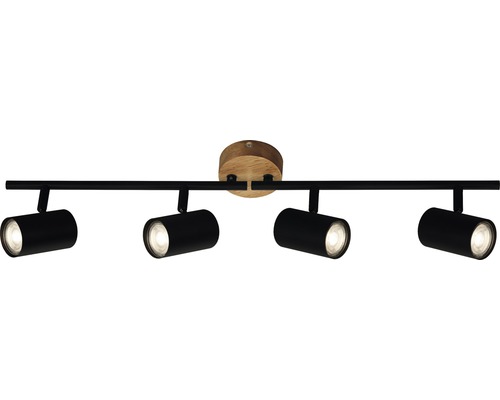 Plafondspot, 4-lichts, L 68,2 cm, zwart