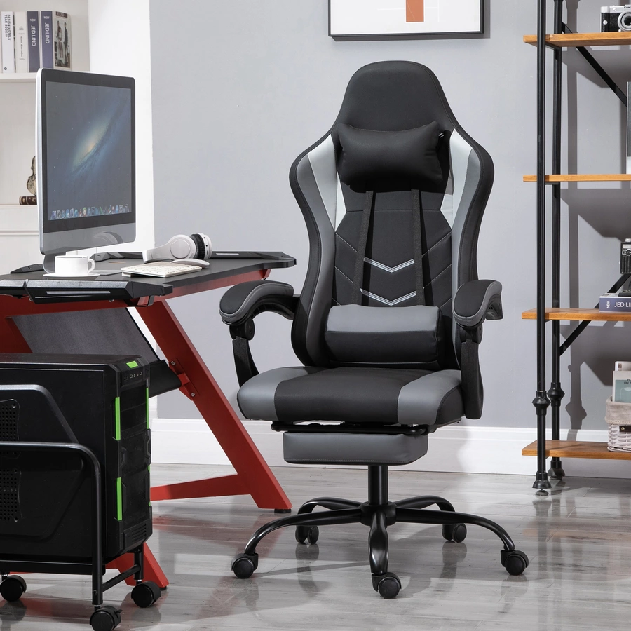 Vinsetto Gamingstuhl mit Fußstütze schwarz