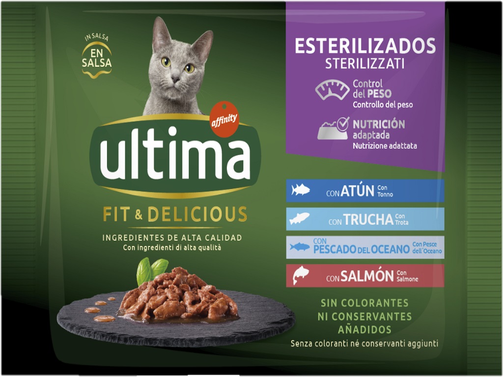 COMIDA HÚMIDA PARA GATO ULTIMA ESTERIL SELECTION PEIXE 4X85G
