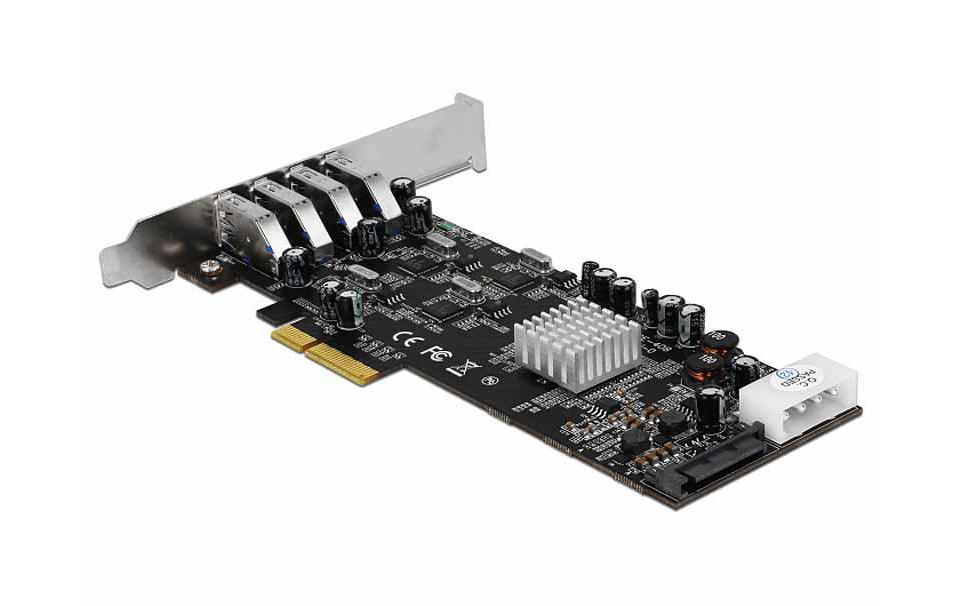 PCI-Express-Karte USB 3.0 Typ-A - 4x Quad Channel<br>Externe USB-Anschluss Karte