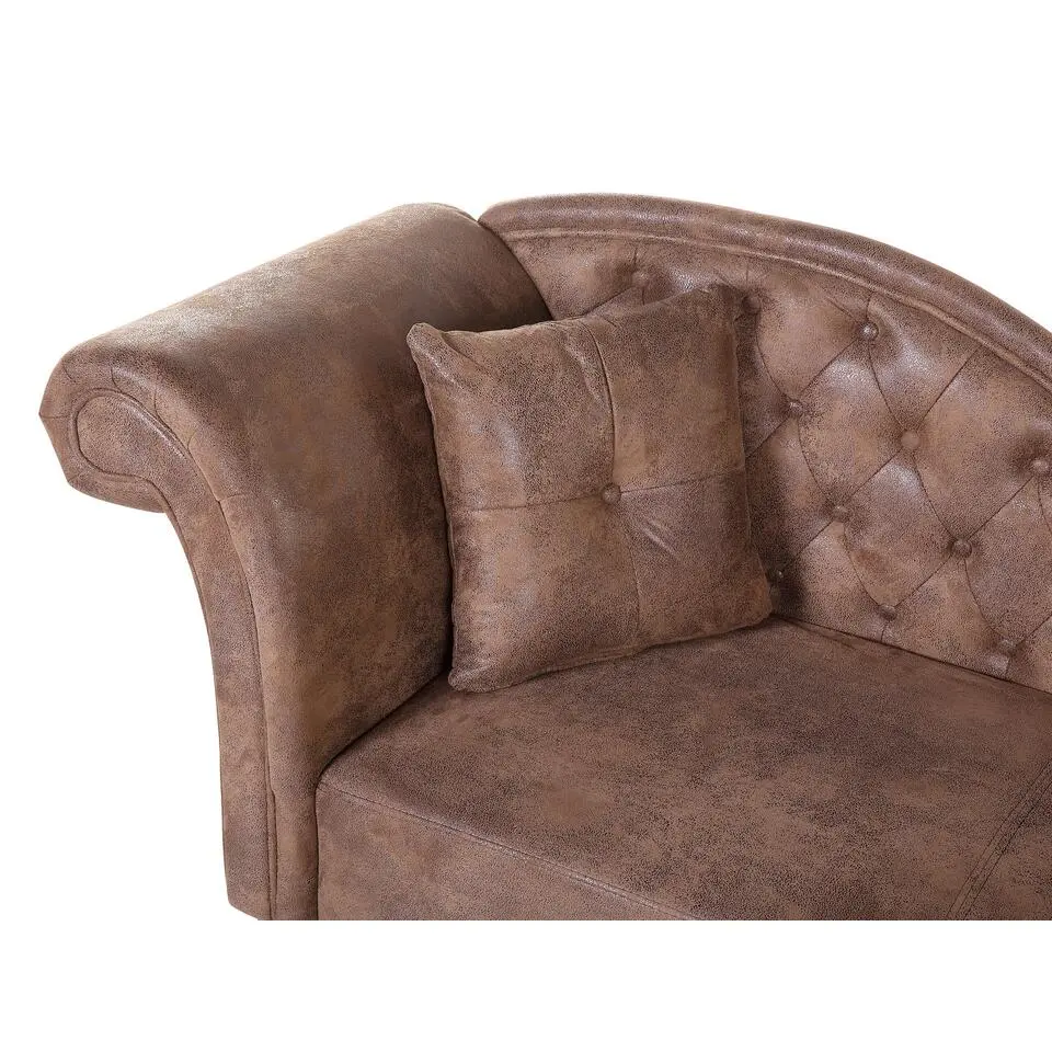 LATTES - Chaise longue - Bruin - Linkerzijde - Kunstsuède