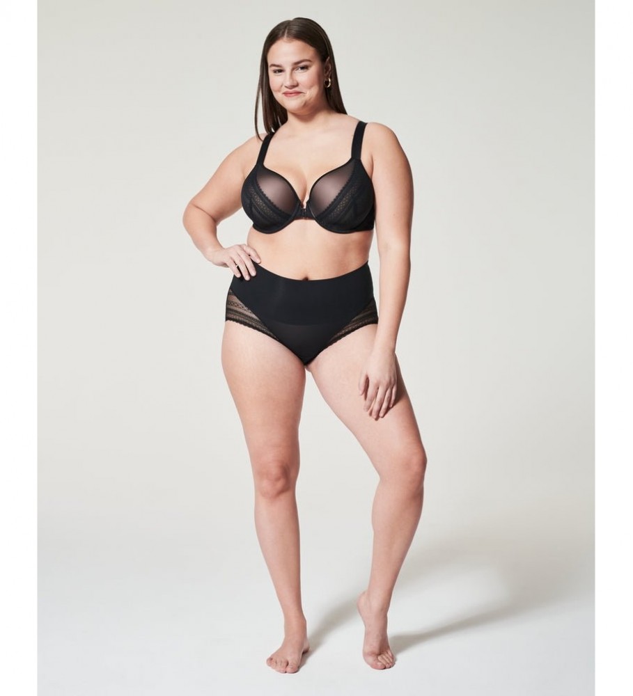 Calcinha de cintura alta SPANX com renda preta