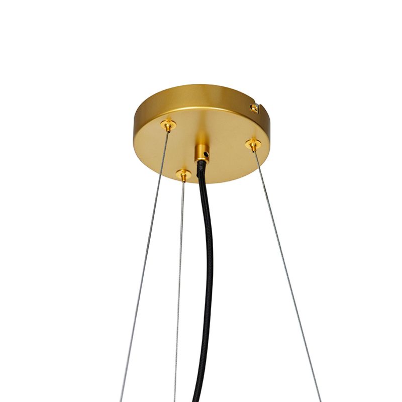 Art deco hanglamp goud met smoke glas 12-lichts - David