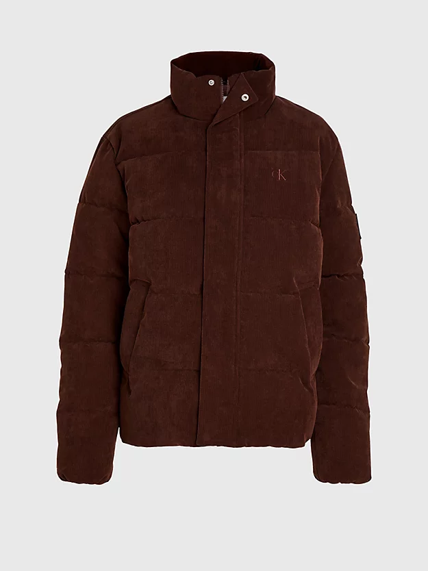 Jaqueta oversized de veludo cotelê com enchimento de plumas