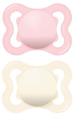 MAM Supreme Silikon Smokker 0-6m 2-Pack, Rosa/Nøytral