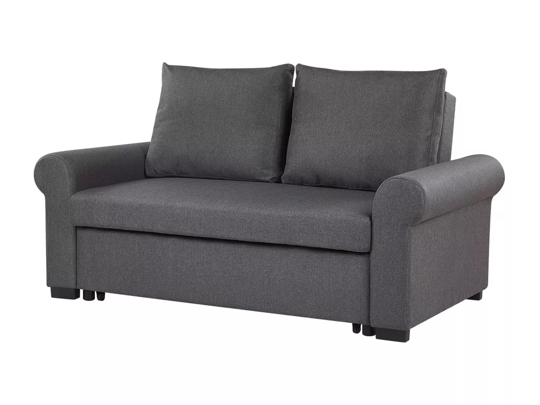 Canapé 2 places convertible en tissu gris foncé SILDA