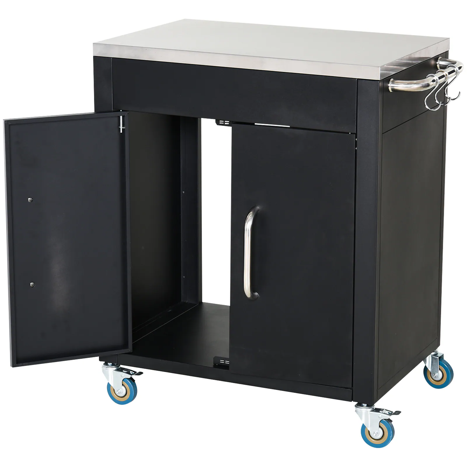 HOMCOM Küchenschrank auf Rollen schwarz 86 x 50 x 84,5 cm (BxTxH)