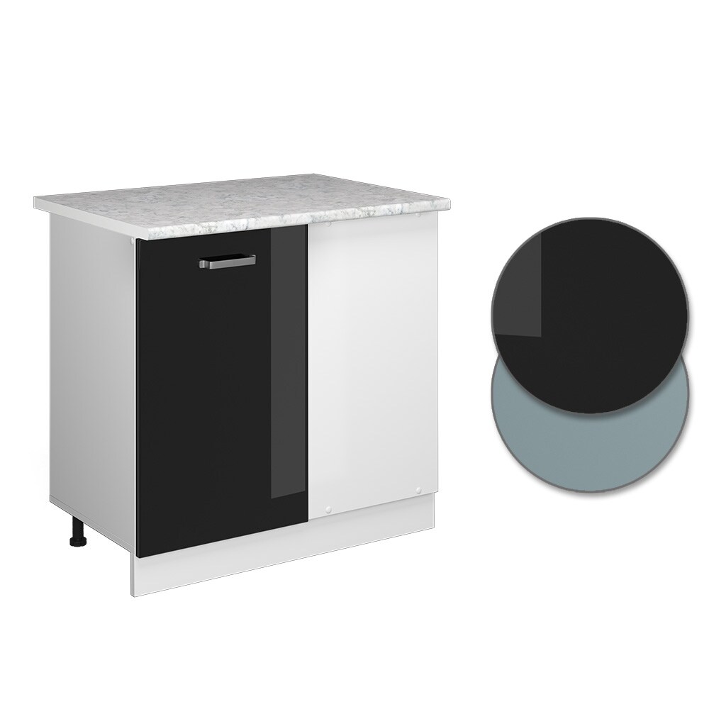 Vicco Eckunterschrank Küchenschrank R-Line Solid Weiß Schwarz 86 cm modern Arbeitsplatte