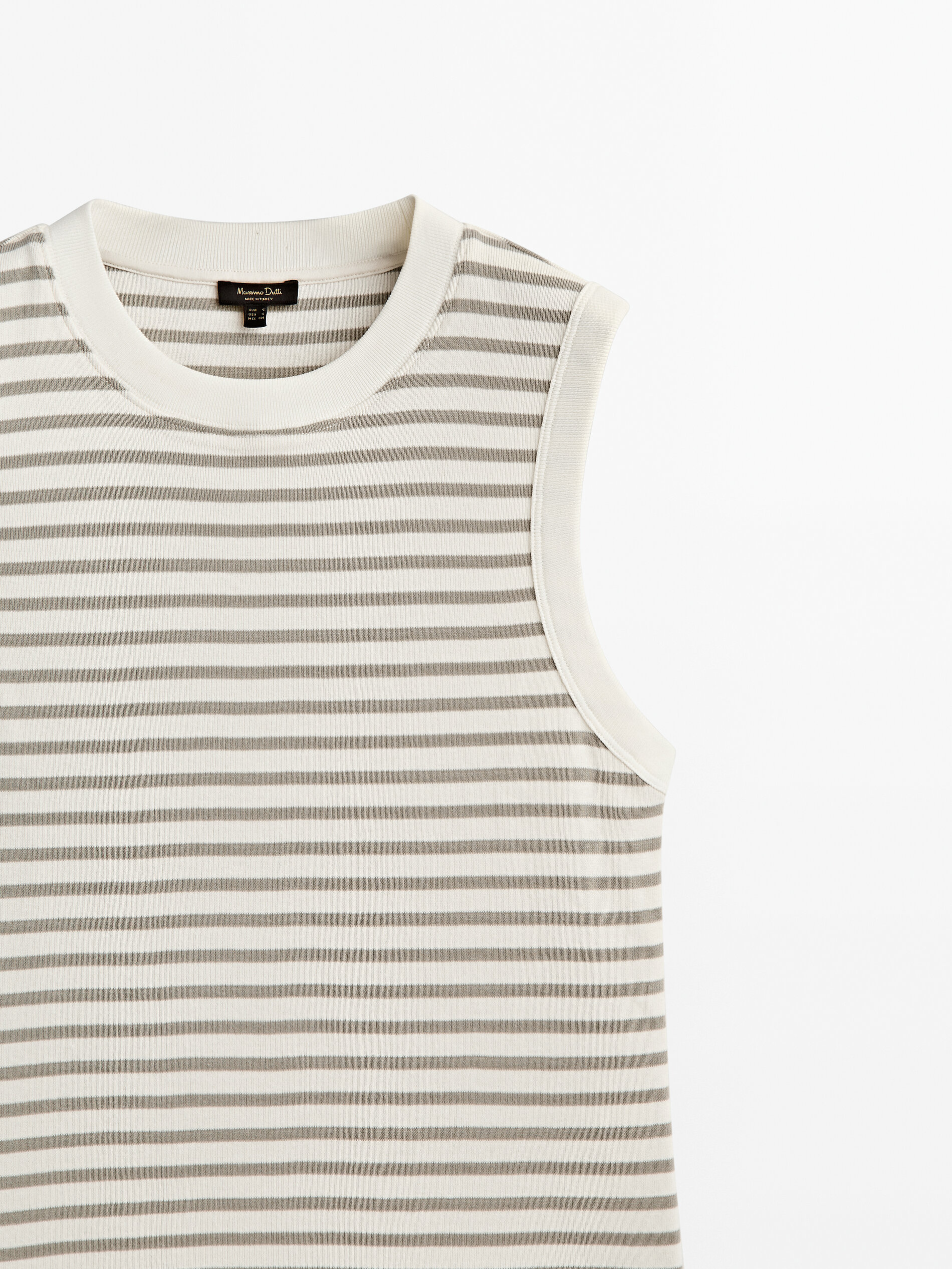 Camiseta sem mangas com listras contrastantes - CINZA
